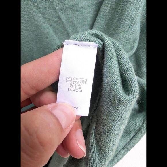 J Jill Green Pullover Cotton Silk Wool Classic Minimalist Sweater Women's Size M - Picture 3 of 5